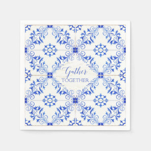 Gather Together Farmhouse Rustic Watercolor Tile Napkins