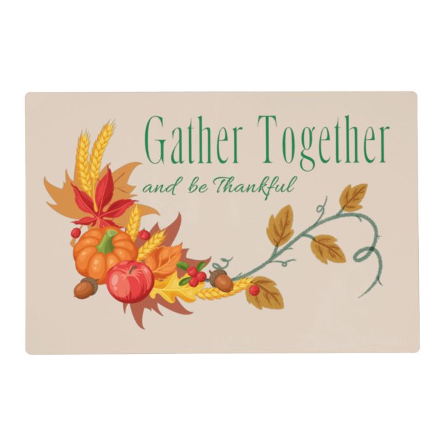 Gather Together | Happy Thanksgiving Laminated Placemat (Front)