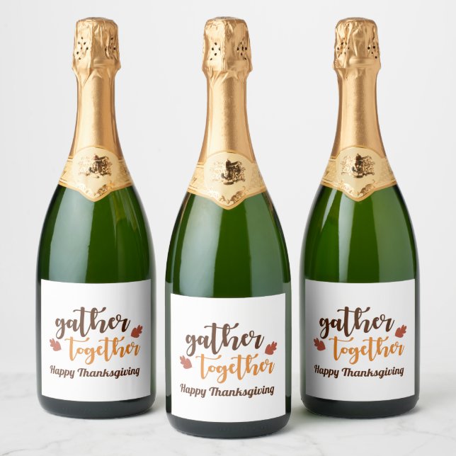 Gather Together Thanksgiving Autumn Colors Sparkling Wine Label (Bottles)