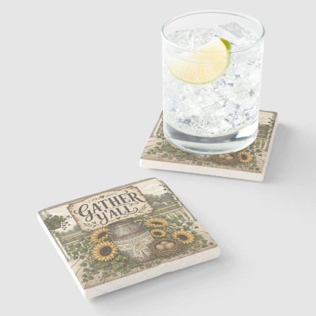 GATHER Y'ALL STONE COASTER (Side)