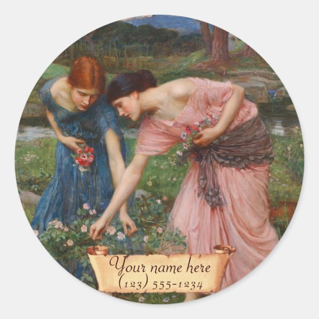 "Gather Ye Rosebuds" Pre-Raphaelite Bookplate (Front)