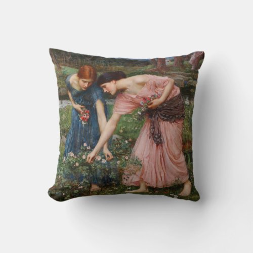 Gather Ye Rosebuds Pre_Raphaelite Throw Pillow