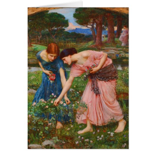 Gather Ye Rosebuds While Ye May by John Waterhouse Cards (Front)