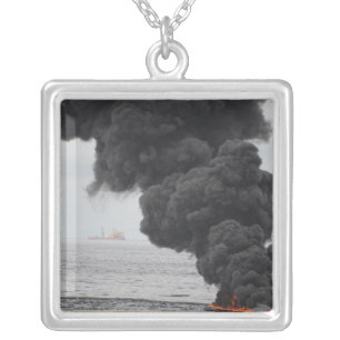 Gathered concentrated oil burns silver plated necklace