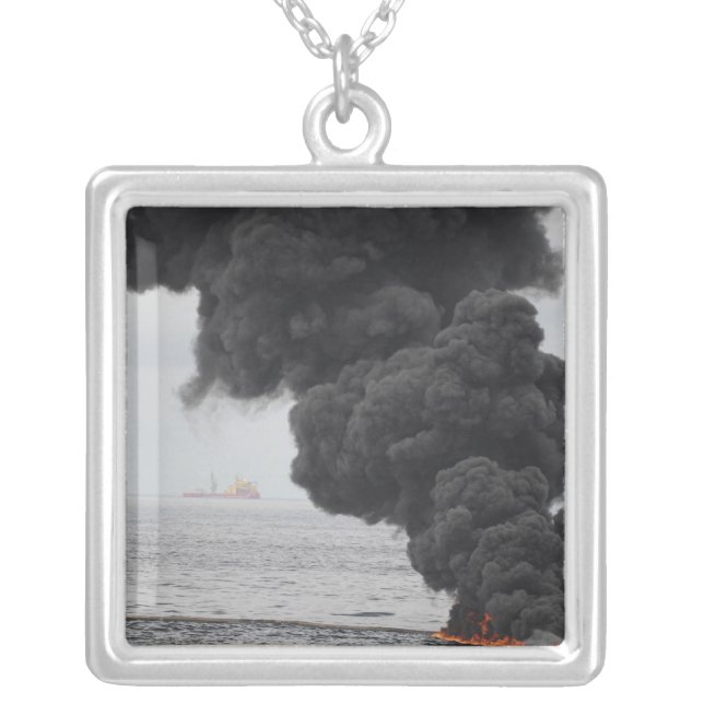 Gathered concentrated oil burns silver plated necklace (Front)