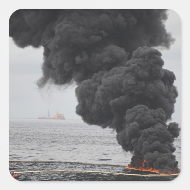 Gathered concentrated oil burns square sticker (Front)