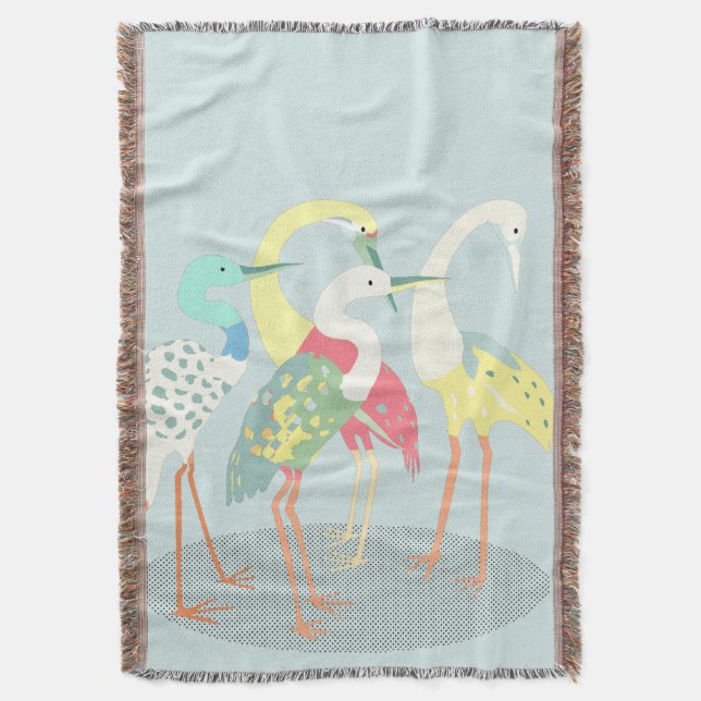 Gathered Cranes Throw Blanket (Front Vertical)