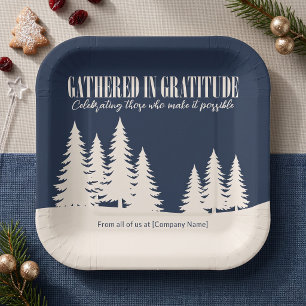 Gathered in Gratitude Corporate Winter Forest Paper Plates