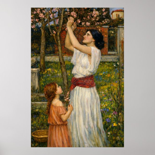 Gathering Almond Blossoms by Waterhouse Poster (Front)