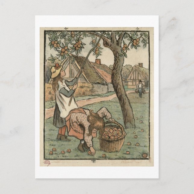 Gathering Apples, from 'Travaux des Champs', engra Postcard (Front)