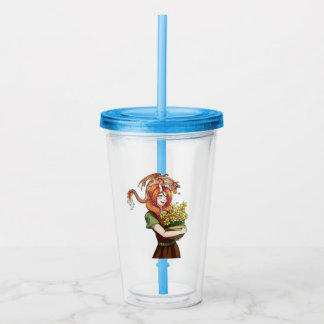 Gathering Flowers with a Dragon Acrylic Tumbler
