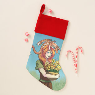 Gathering Flowers with a Dragon Christmas Stocking