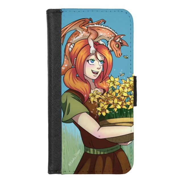 Gathering Flowers with a Dragon iPhone Wallet Case (Front)