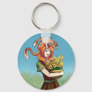 Gathering Flowers with a Dragon Keychain