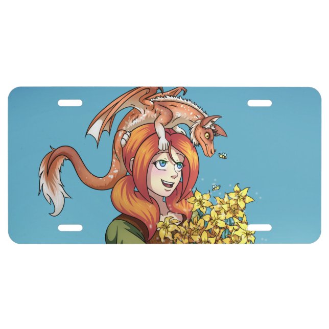 Gathering Flowers with a Dragon License Plate (Front)