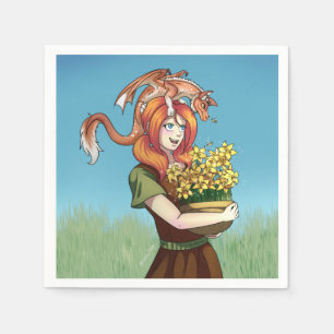 Gathering Flowers with a Dragon Napkins