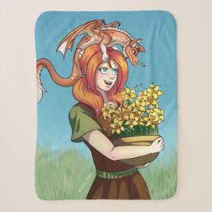 Gathering Flowers with a Dragon Sherpa Blanket