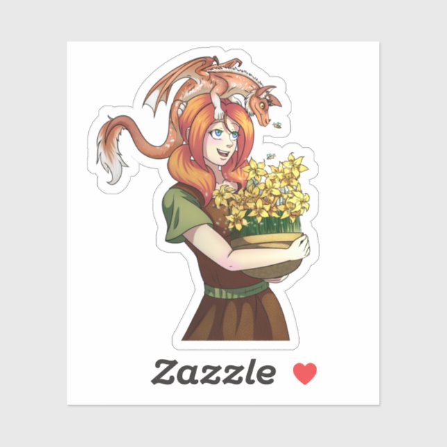 Gathering Flowers with a Dragon Sticker (Sheet)