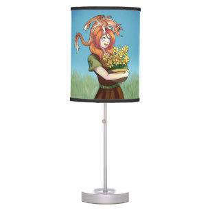 Gathering Flowers with a Dragon Table Lamp