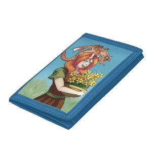 Gathering Flowers with a Dragon Tri-fold Wallet