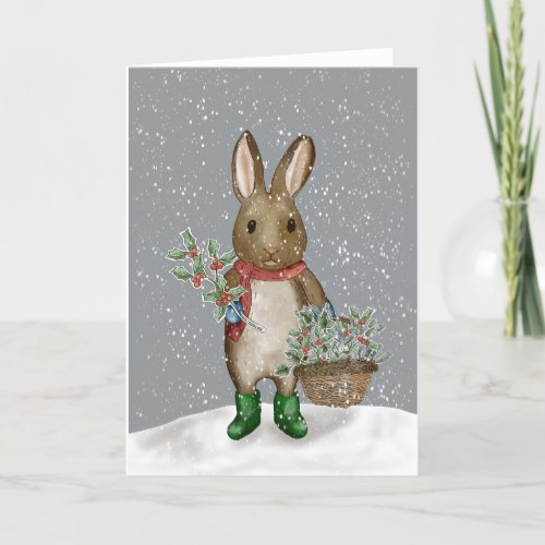 Gathering Greenery in the Snow Holiday Card