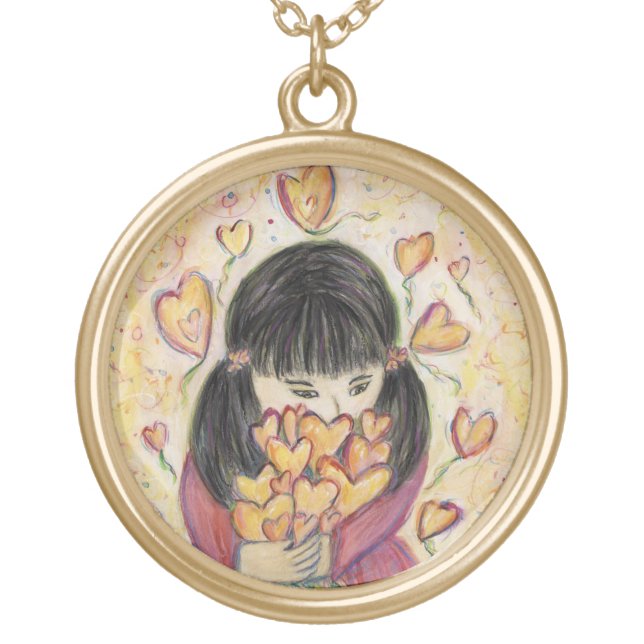 Gathering Love Hearts Jewelry Pendant Necklace (Front)
