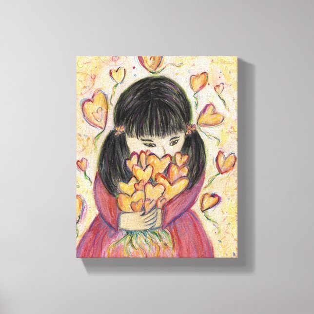 Gathering Love Hearts Painting Canvas Art Print (Front)
