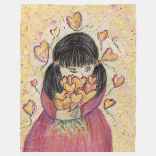 Gathering Love Hearts Soft Fleece Cozy Blanket (Front)