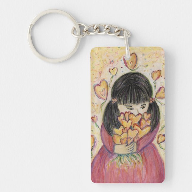 Gathering Love Hearts Word Art Custom Keychain (Front)