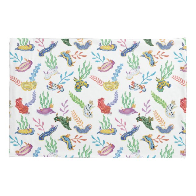 Gathering of Nudibranchs | Ocean Art Design Pillow Case (Back)