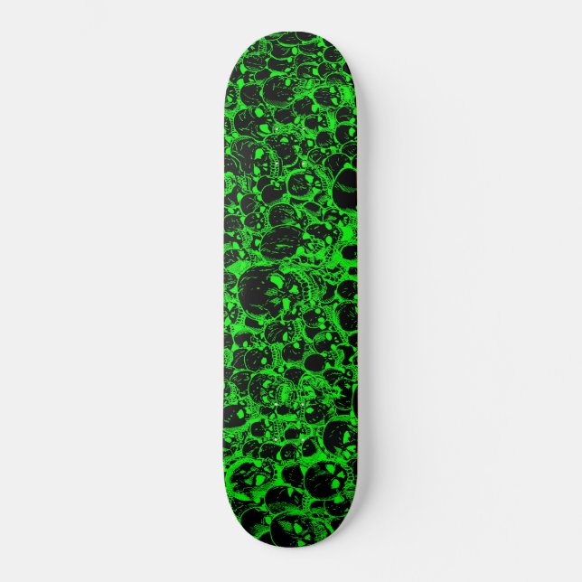 Gathering of Skulls Black and Green Skateboard (Front)