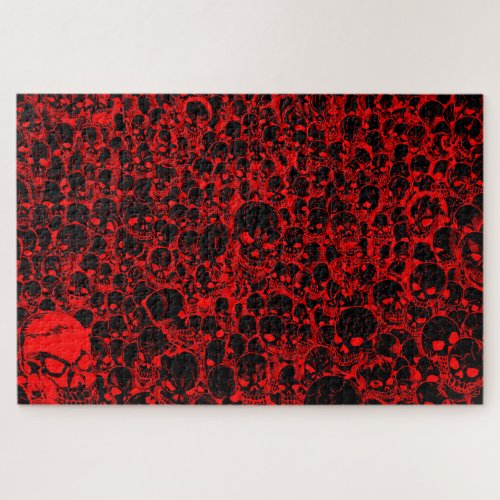Gathering of Skulls Black and Red 1014 Piece Jigsaw Puzzle