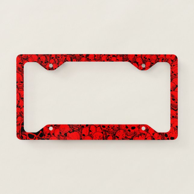 Gathering of Skulls Black and Red License Plate Frame (Front)