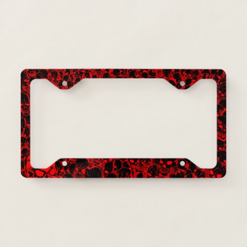 Gathering of Skulls Black and Red License Plate Frame