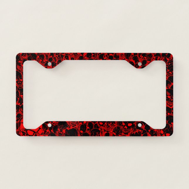 Gathering of Skulls Black and Red License Plate Frame (Front)