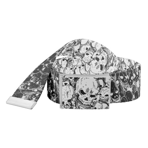 Gathering of Skulls Black and White Reversible Belt