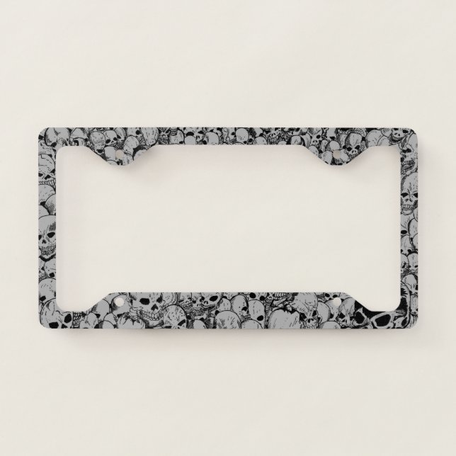 Gathering of Skulls Gray License Plate Frame (Front)