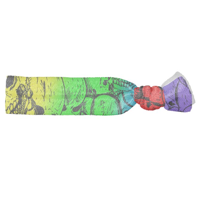 Gathering of Skulls Rainbow Elastic Hair Tie (Right)