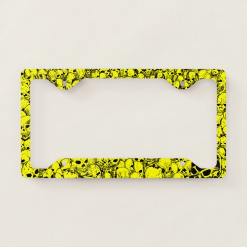 Gathering of Skulls Yellow License Plate Frame