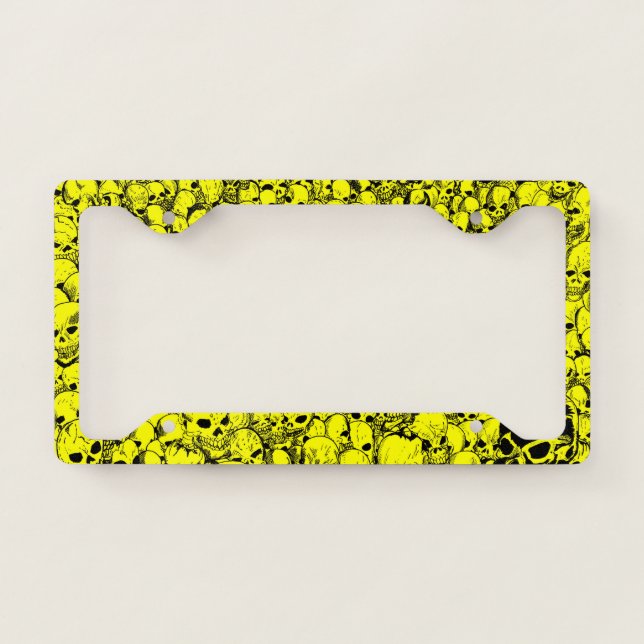 Gathering of Skulls Yellow License Plate Frame (Front)