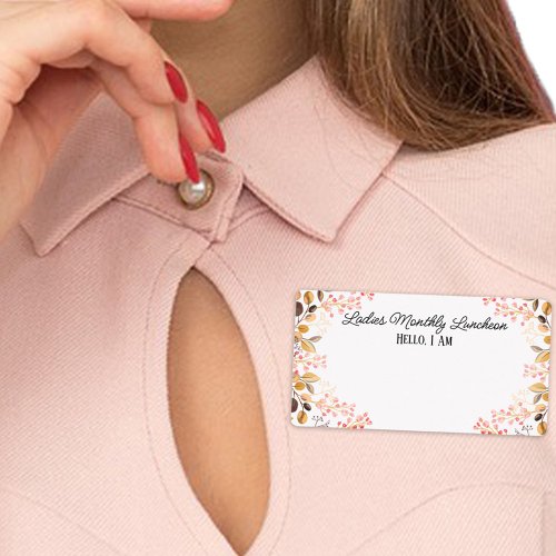 Gathering Peachy Floral Border Label Name Tag