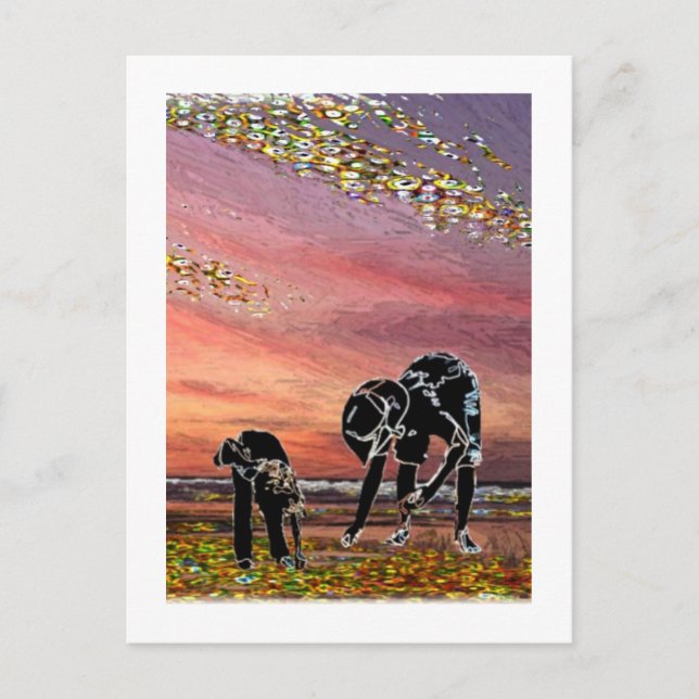 Gathering Shells in Atlantic City Postcard (Front)