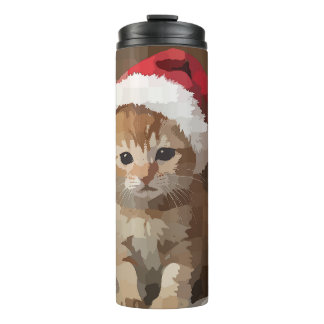 Gatinho fofo com chapéu do papai Noel. Thermal Tumbler