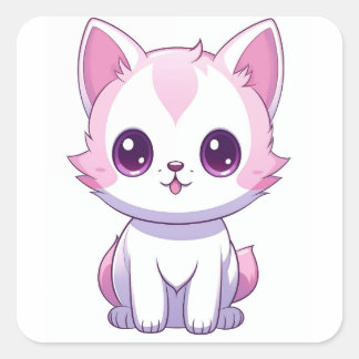 Gatinho Kawaii Square Sticker