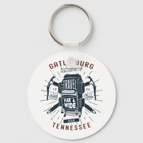 Gatlinburg Tennessee Backpack Gear Retro Travel Keychain