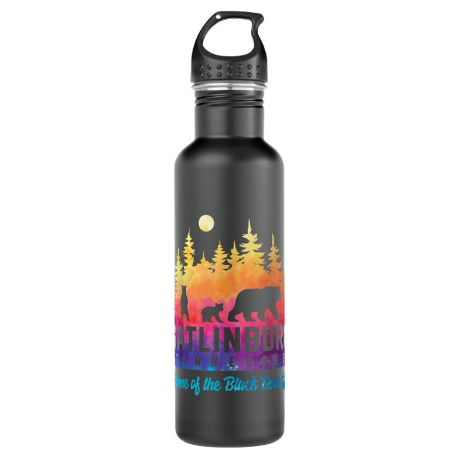 Gatlinburg Tennessee Bear Great Smoky Mountains Ti Stainless Steel Water Bottle (Front)