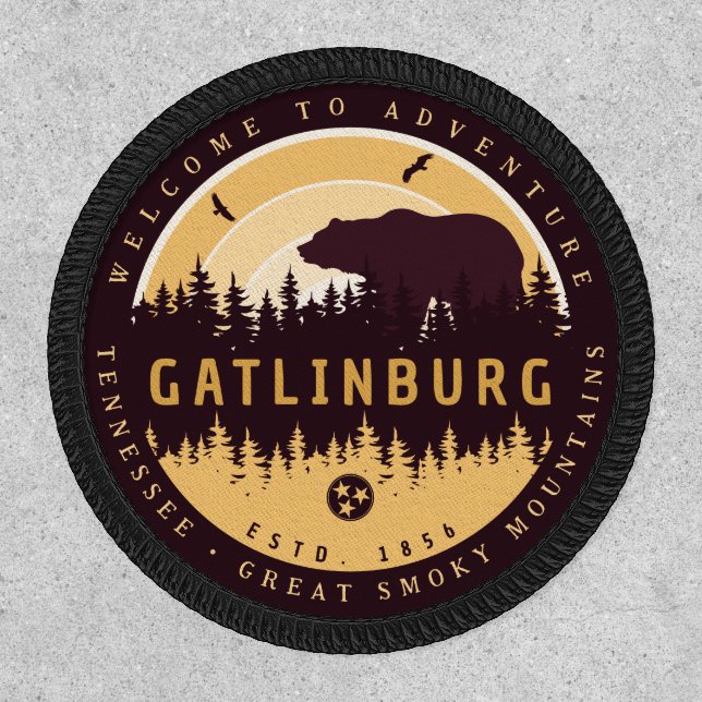 Gatlinburg Tennessee Bear Pine Tree Nature Vintage Patch (Front)