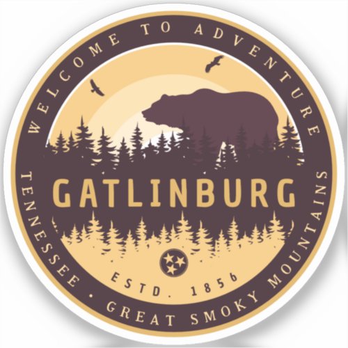 Gatlinburg Tennessee Bear Pine Tree Nature Vintage Sticker