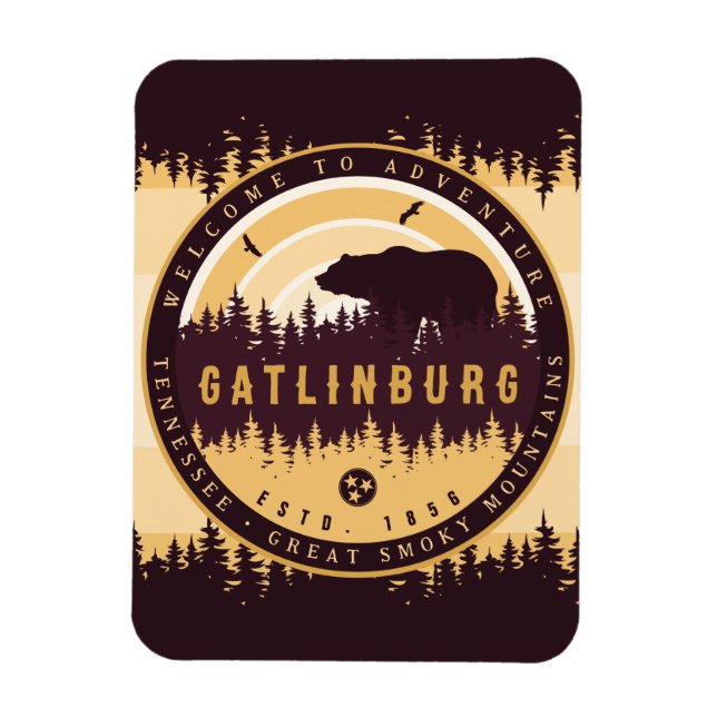 Gatlinburg Tennessee Bear Pine Trees Nature Magnet (Vertical)