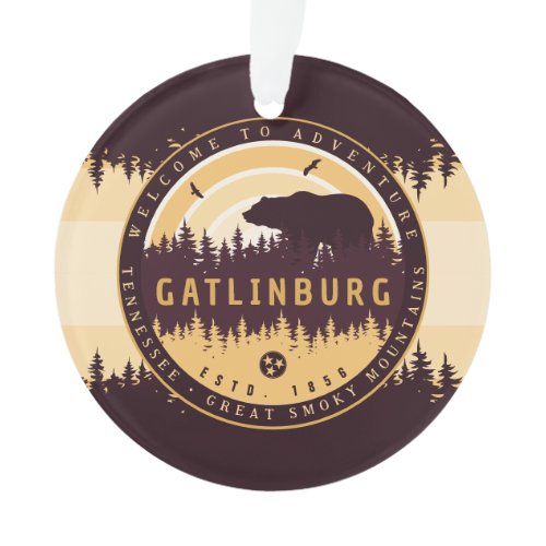 Gatlinburg Tennessee Bear Pine Trees Nature Ornament